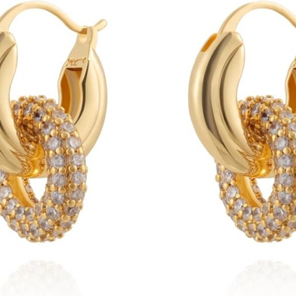 Neiman Marcus 14K Gold Plated Small Huggie Dangle Earrings - Picture 5 of 5